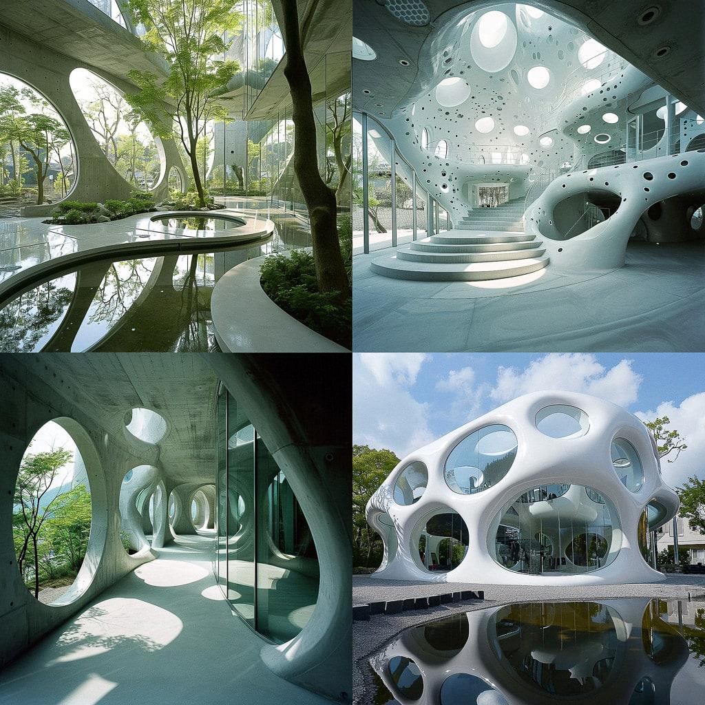 Toyo Ito style, Midjourney V6, render 1 of 4