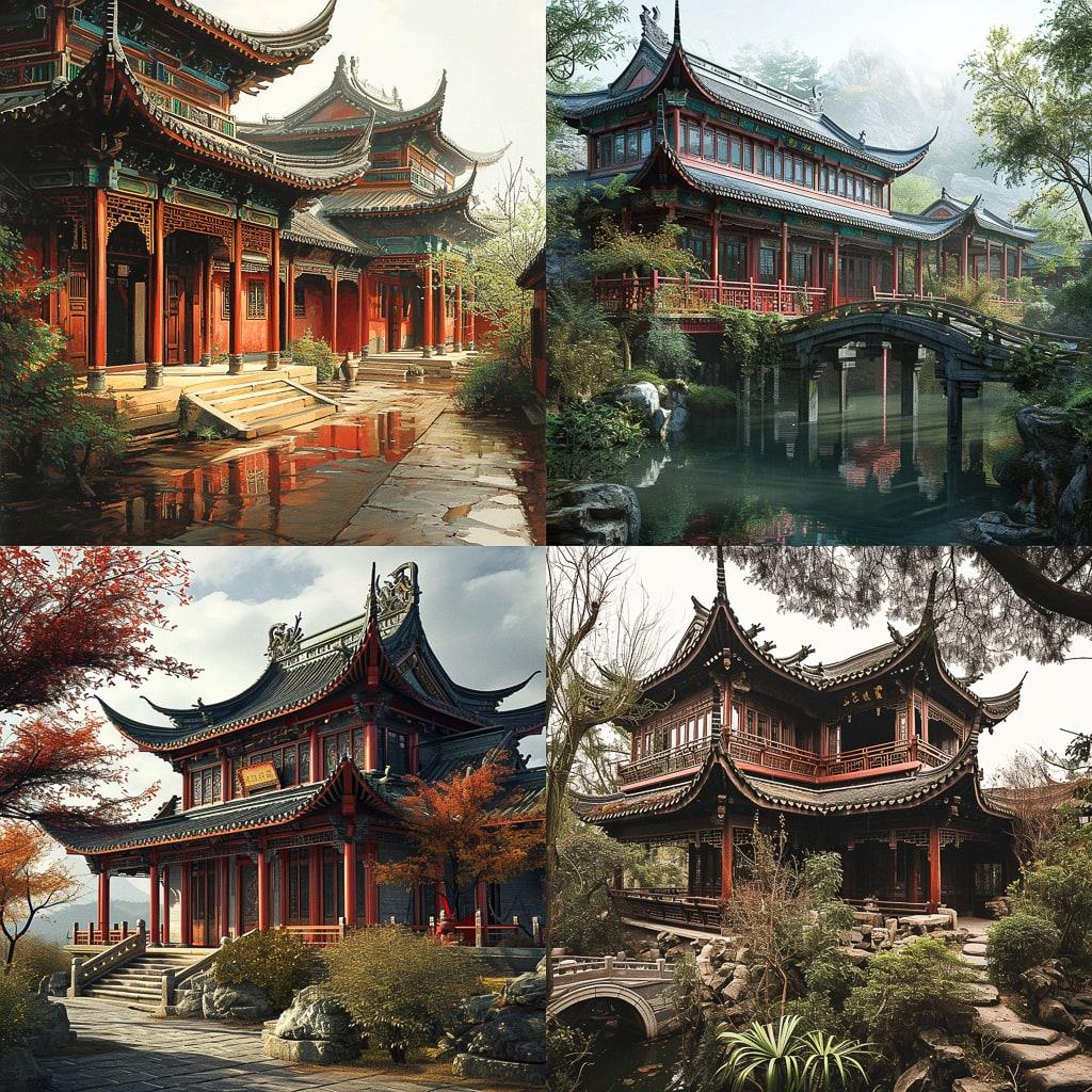 Traditional Chinese architecture style, Midjourney V6, render 1 of 4