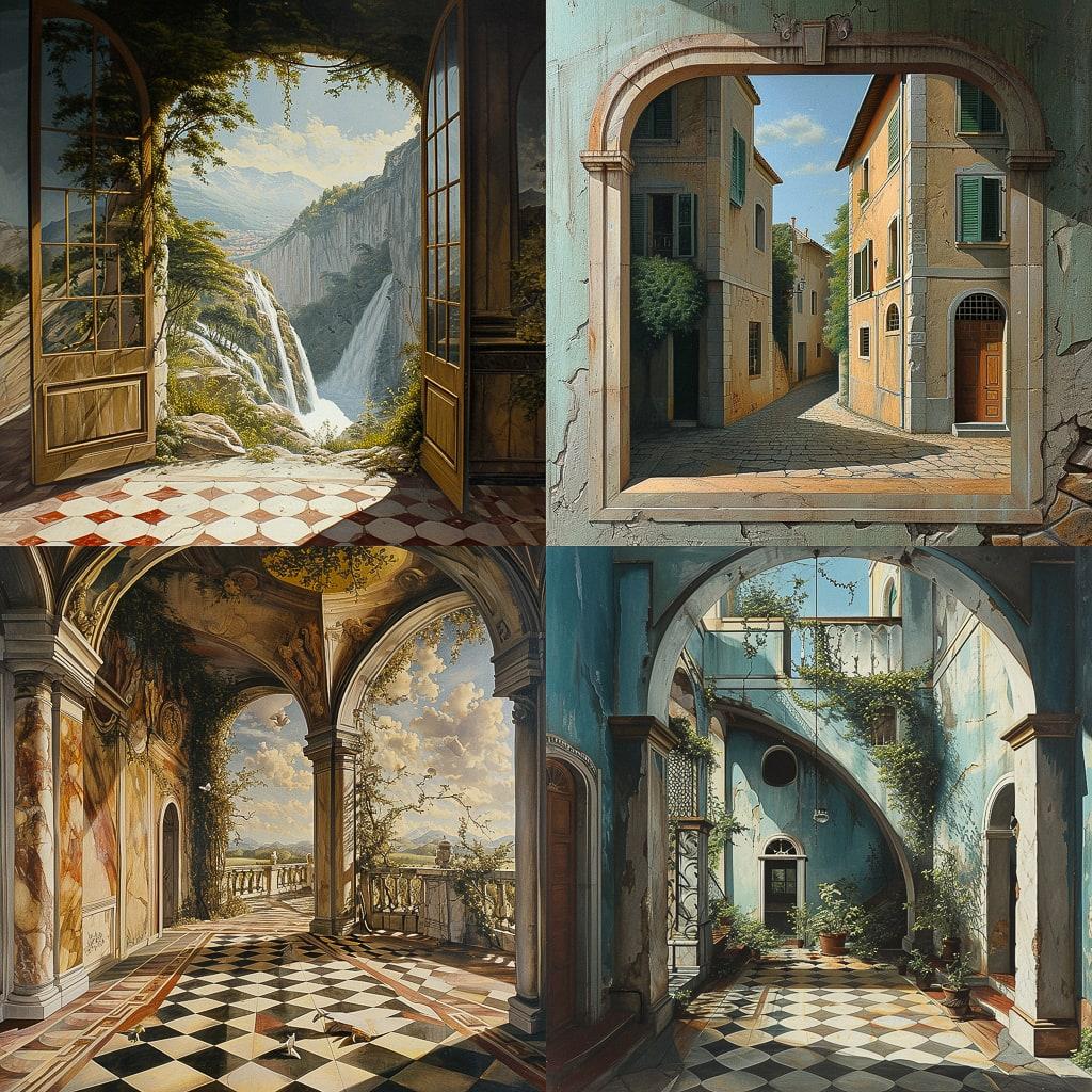 Trompe l'oeil style, Midjourney V6, render 1 of 4