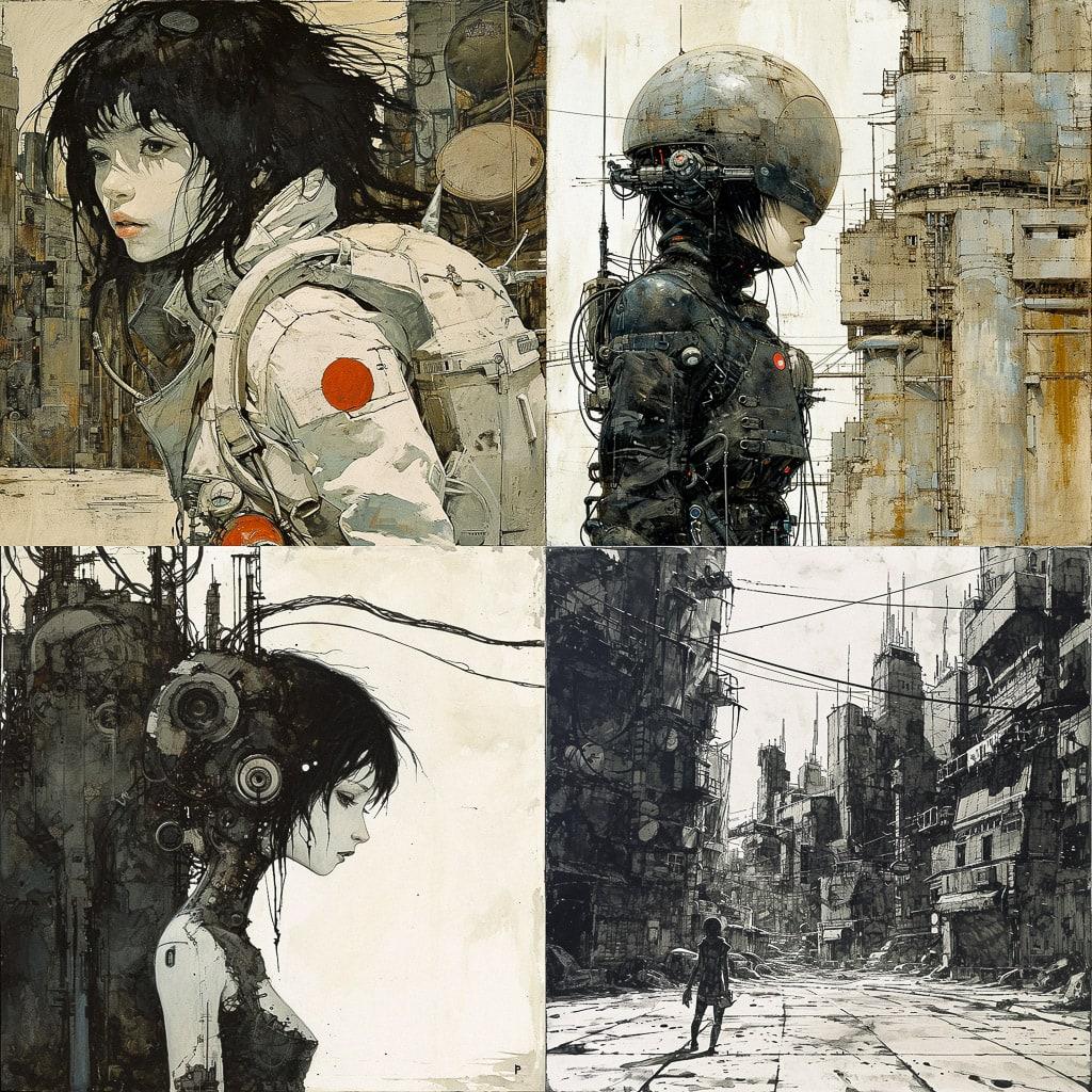 Tsutomu Nihei style, Midjourney V6, render 1 of 4