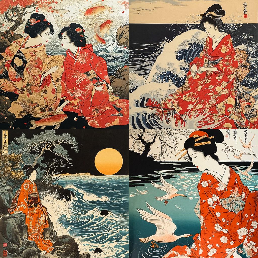 Ukiyo-e style, Midjourney V6, render 1 of 4