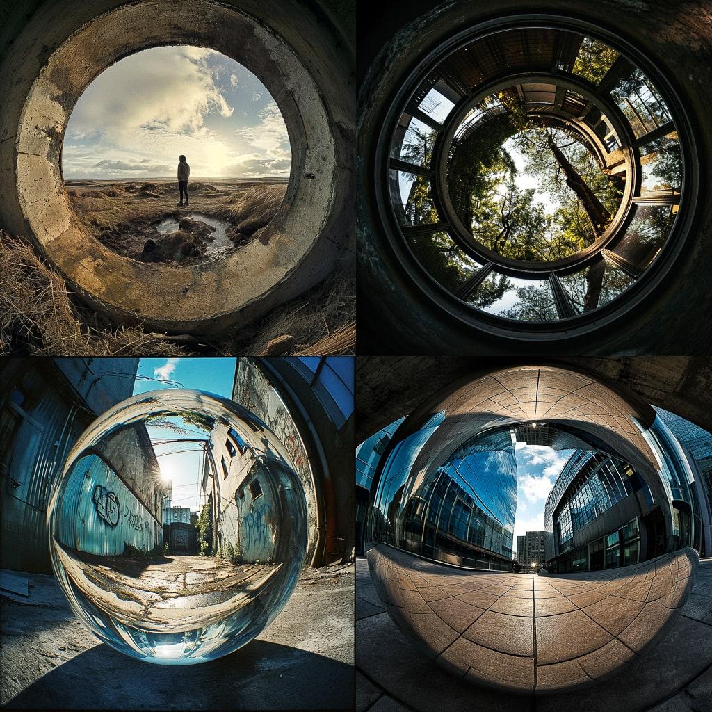 Ultra wide lens style, Midjourney V6, render 1 of 4