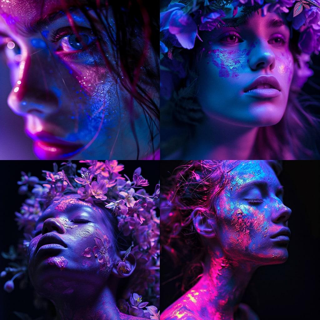 Ultraviolet photography style, Midjourney V6, render 1 of 4