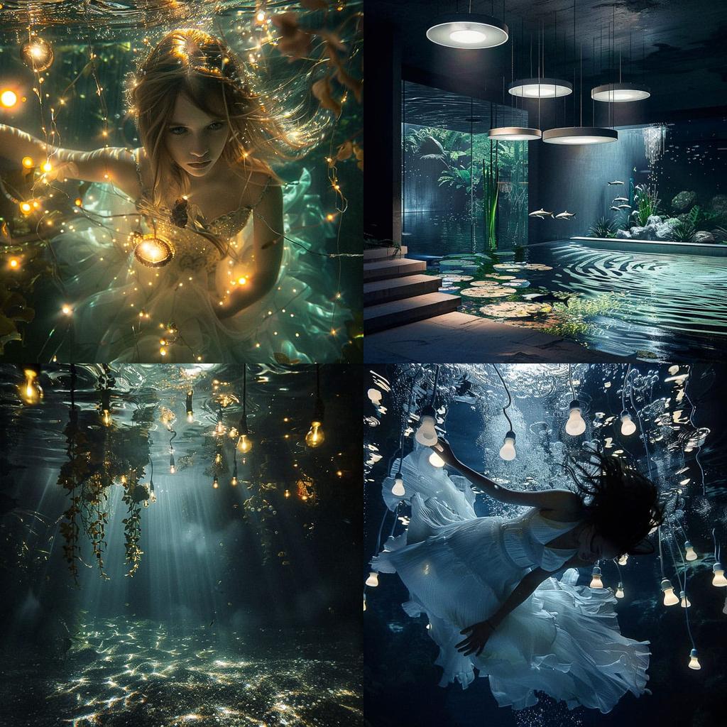 Underwater lighting style, Midjourney V6, render 1 of 4