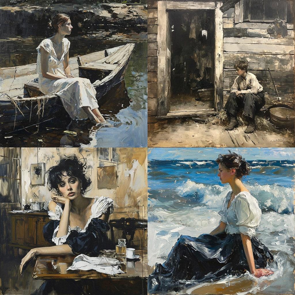 Valentin Serov style, Midjourney V6, render 1 of 4