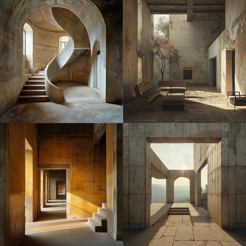 Valerio Olgiati style, Midjourney V6, render 1 of 4