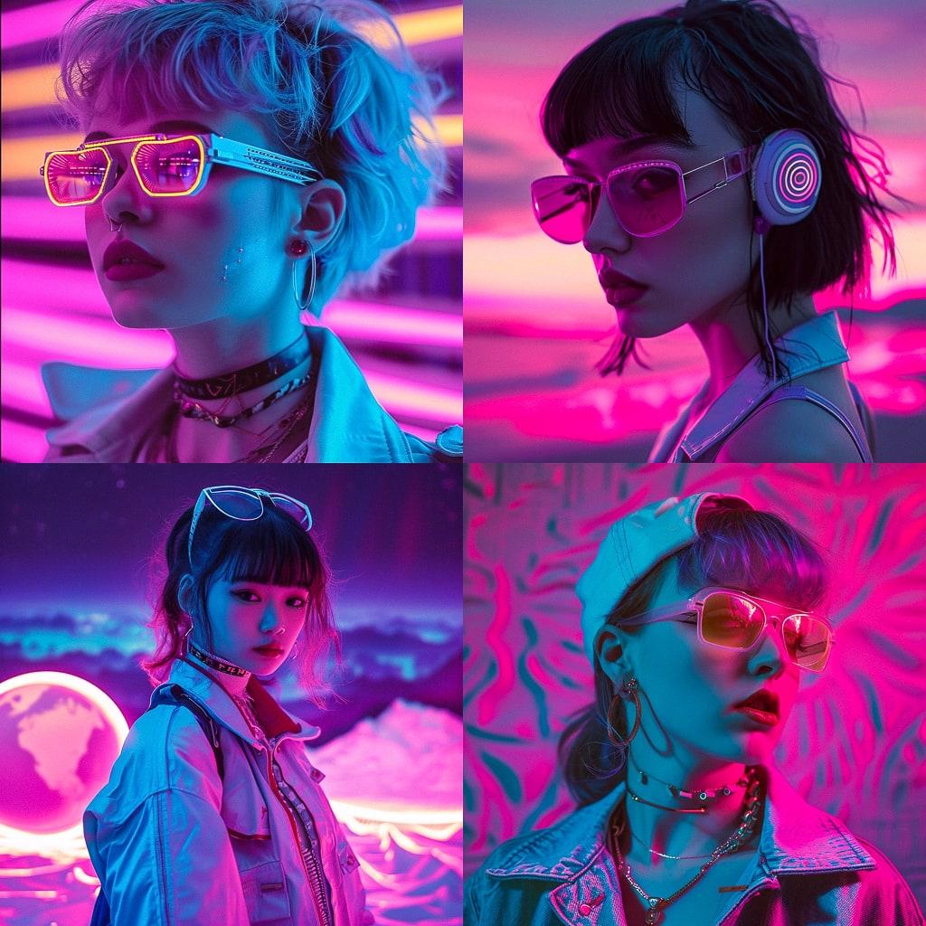 Vaporwave fashion style, Midjourney V6, render 1 of 4