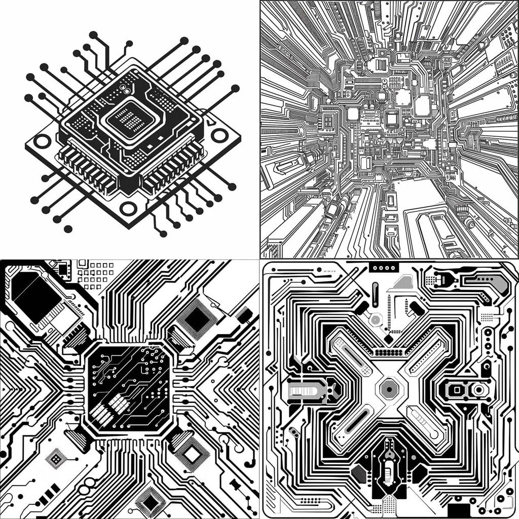 Vector chip line art style, Midjourney V6, render 1 of 4
