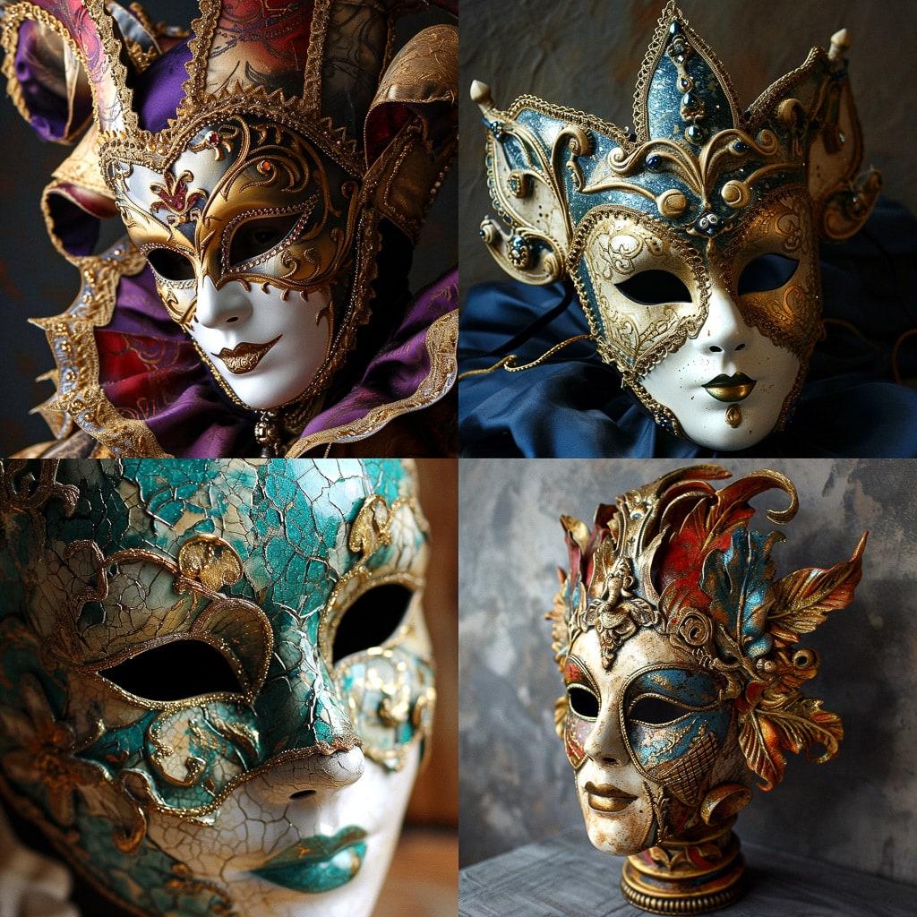 Venetian carnival mask style, Midjourney V6, render 1 of 4