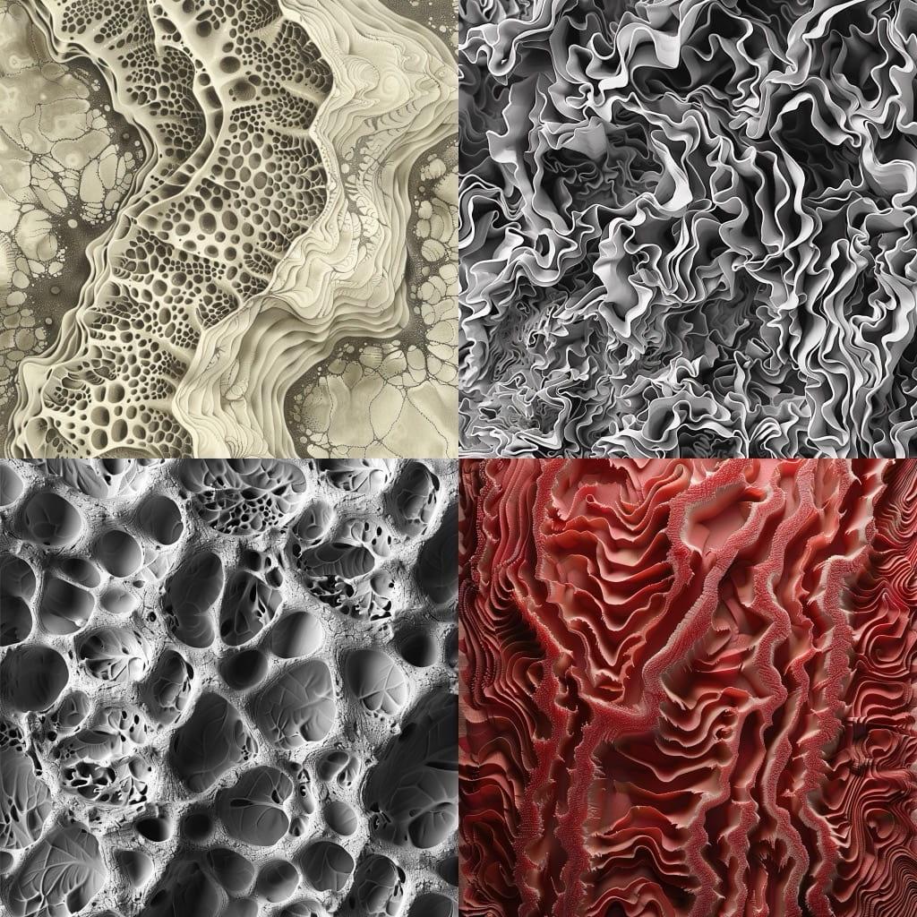 Vermiculation texture style, Midjourney V6, render 1 of 4
