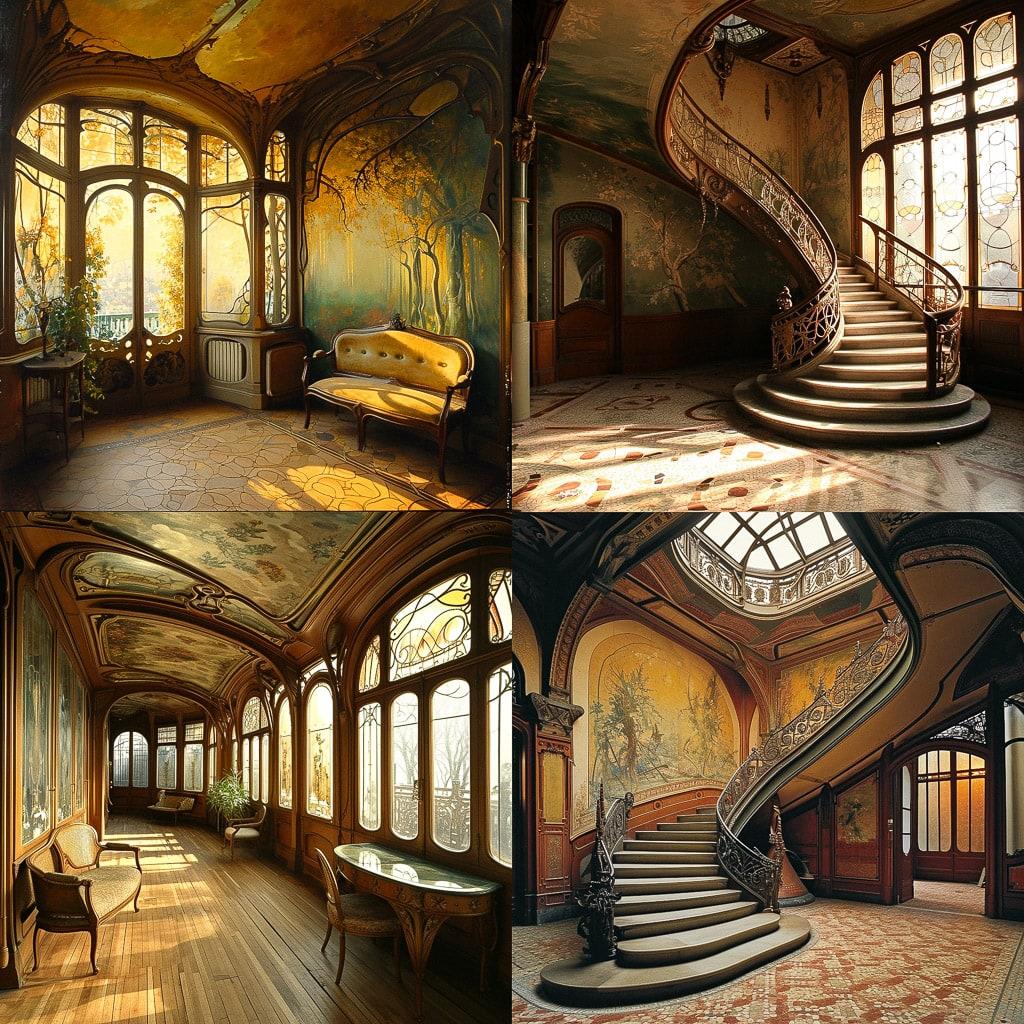 Victor Horta style, Midjourney V6, render 1 of 4