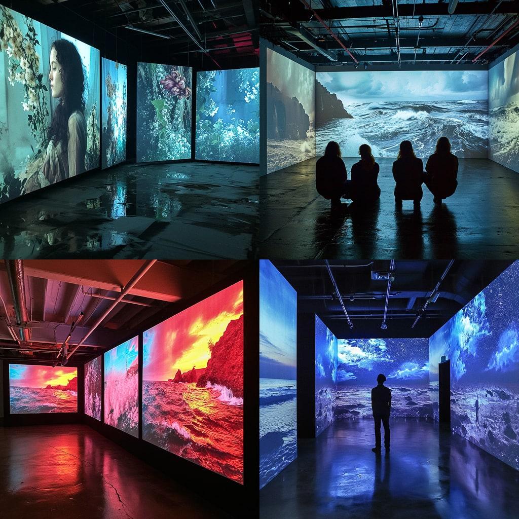 Video installation style, Midjourney V6, render 1 of 4