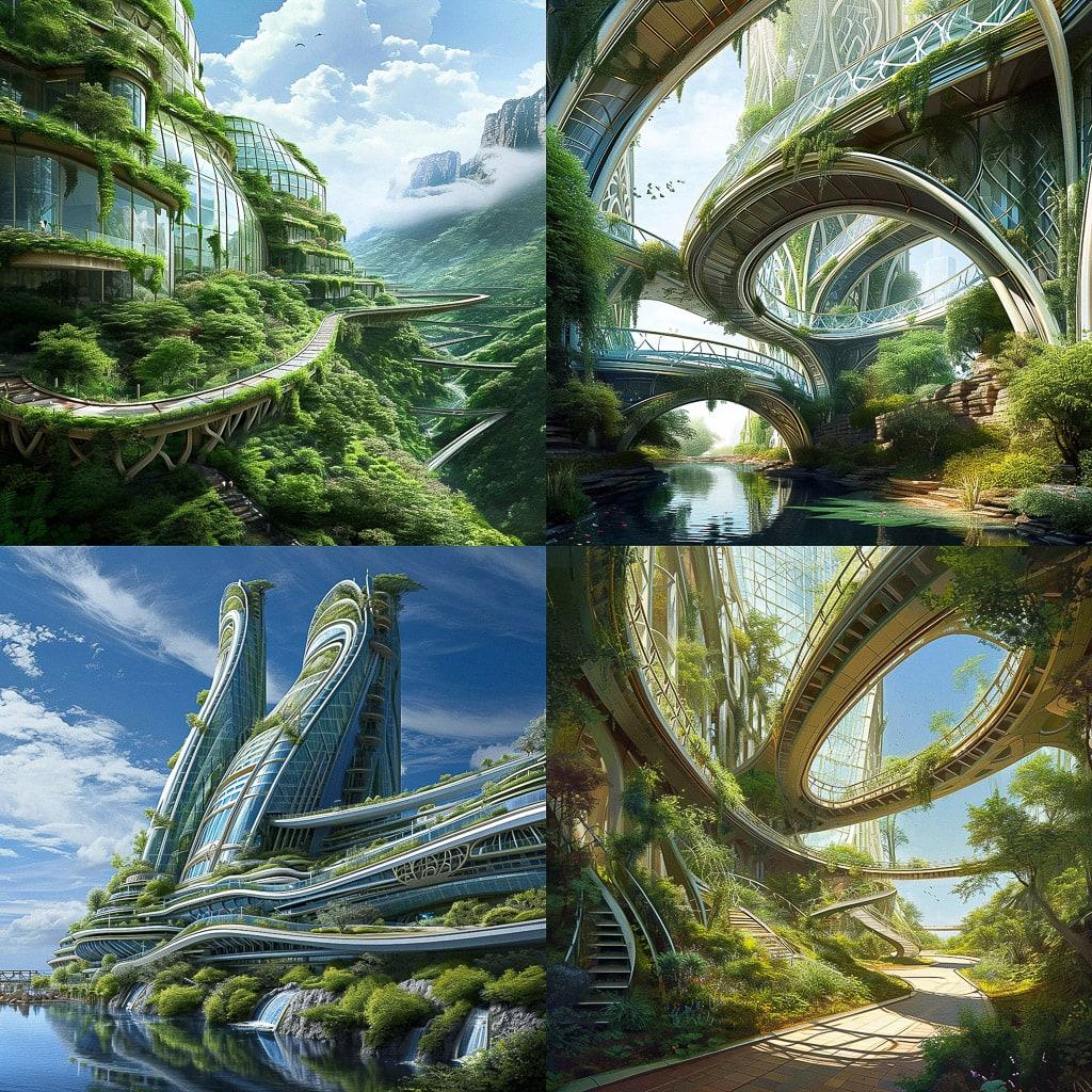 Vincent Callebaut style, Midjourney V6, render 1 of 4