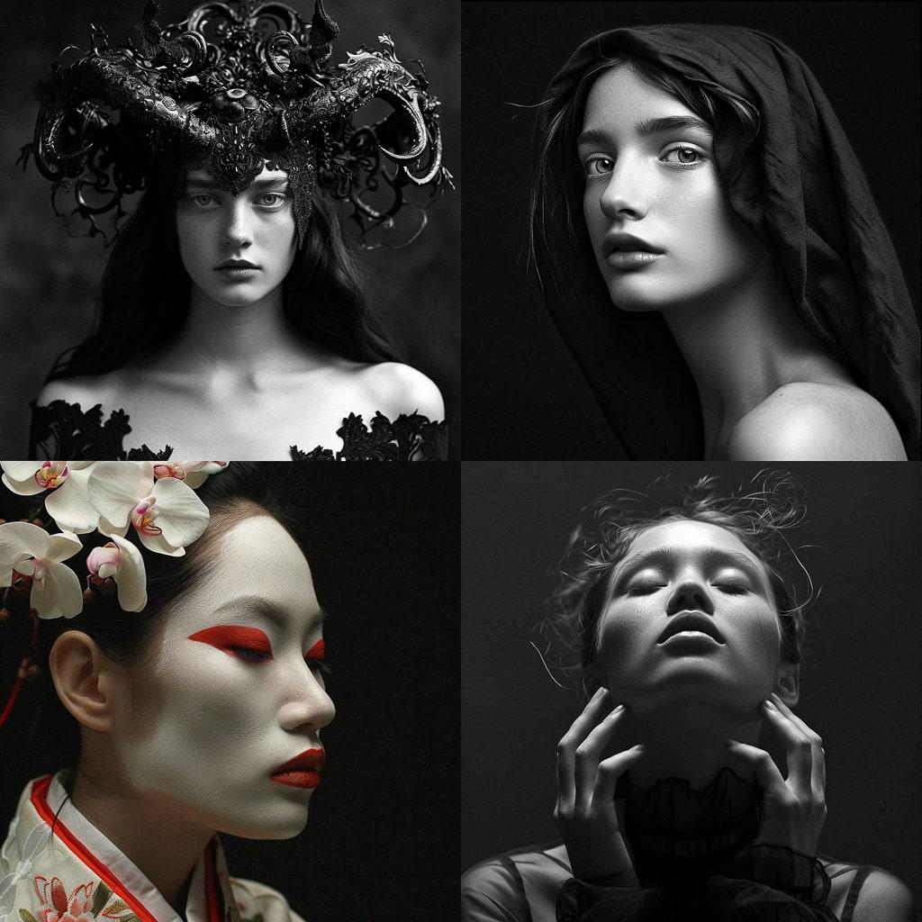 Vinoodh Matadin style, Midjourney V6, render 1 of 4