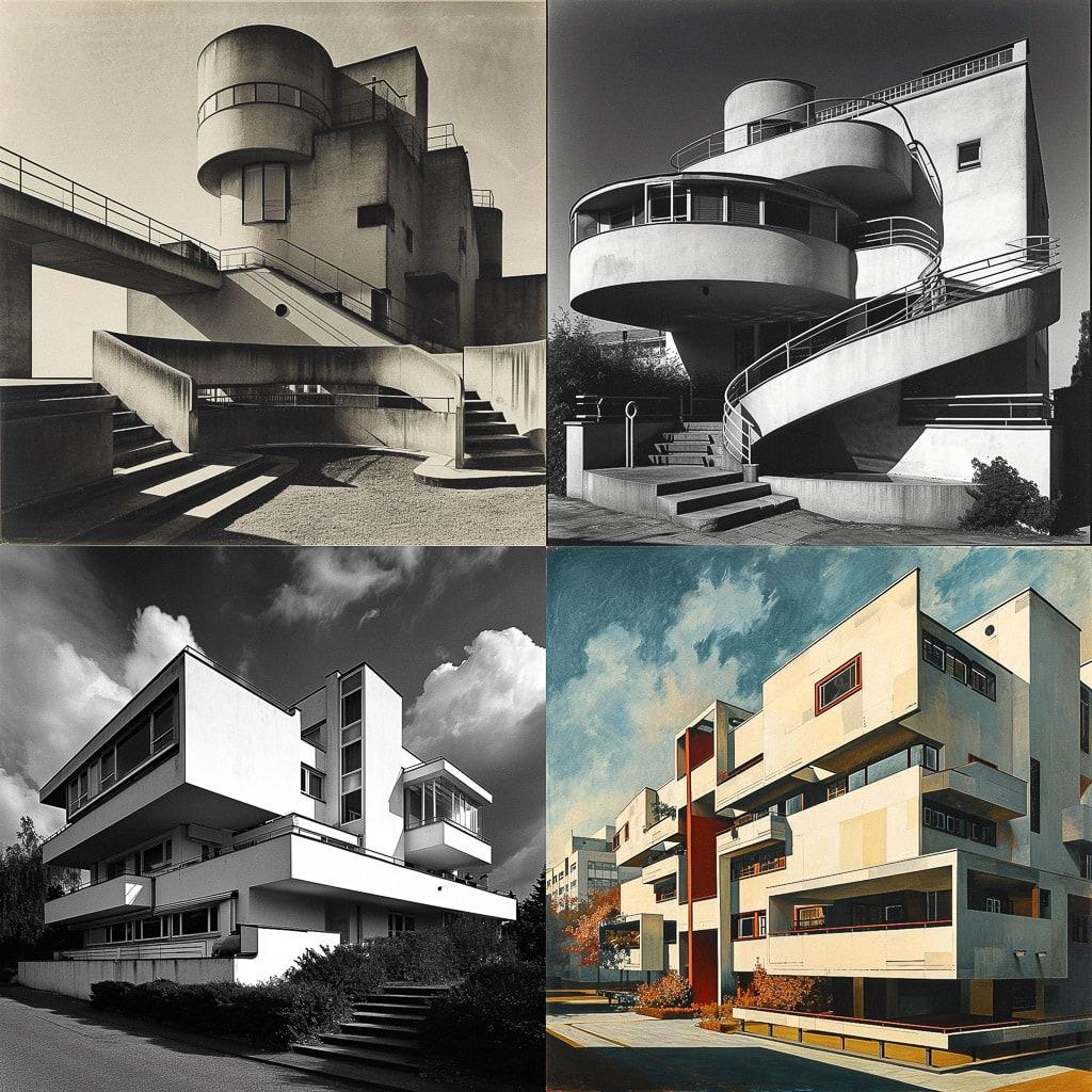 Walter Gropius style, Midjourney V6, render 1 of 4