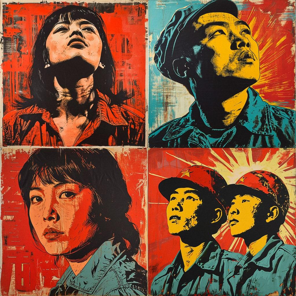 Wang Guangyi style, Midjourney V6, render 1 of 4