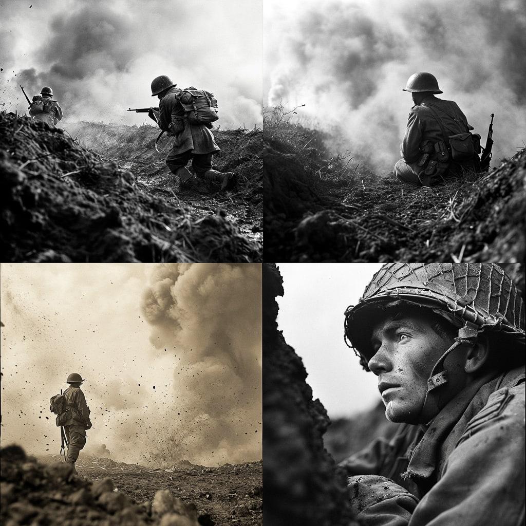 War photography style, Midjourney V6, render 1 of 4