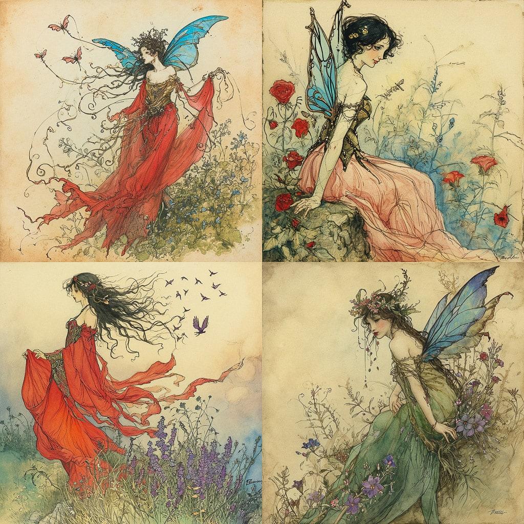 Warwick Goble style, Midjourney V6, render 1 of 4