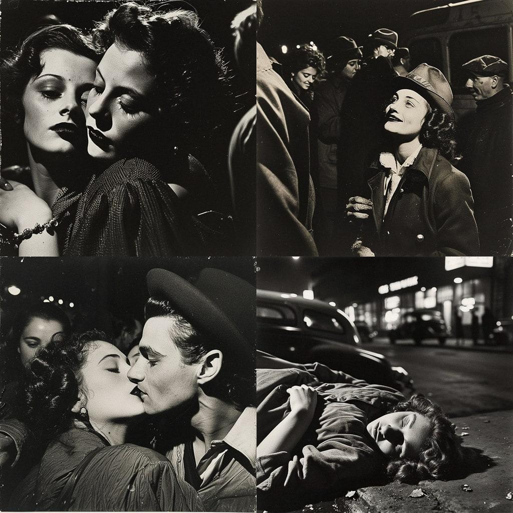 Weegee style, Midjourney V6, render 1 of 4