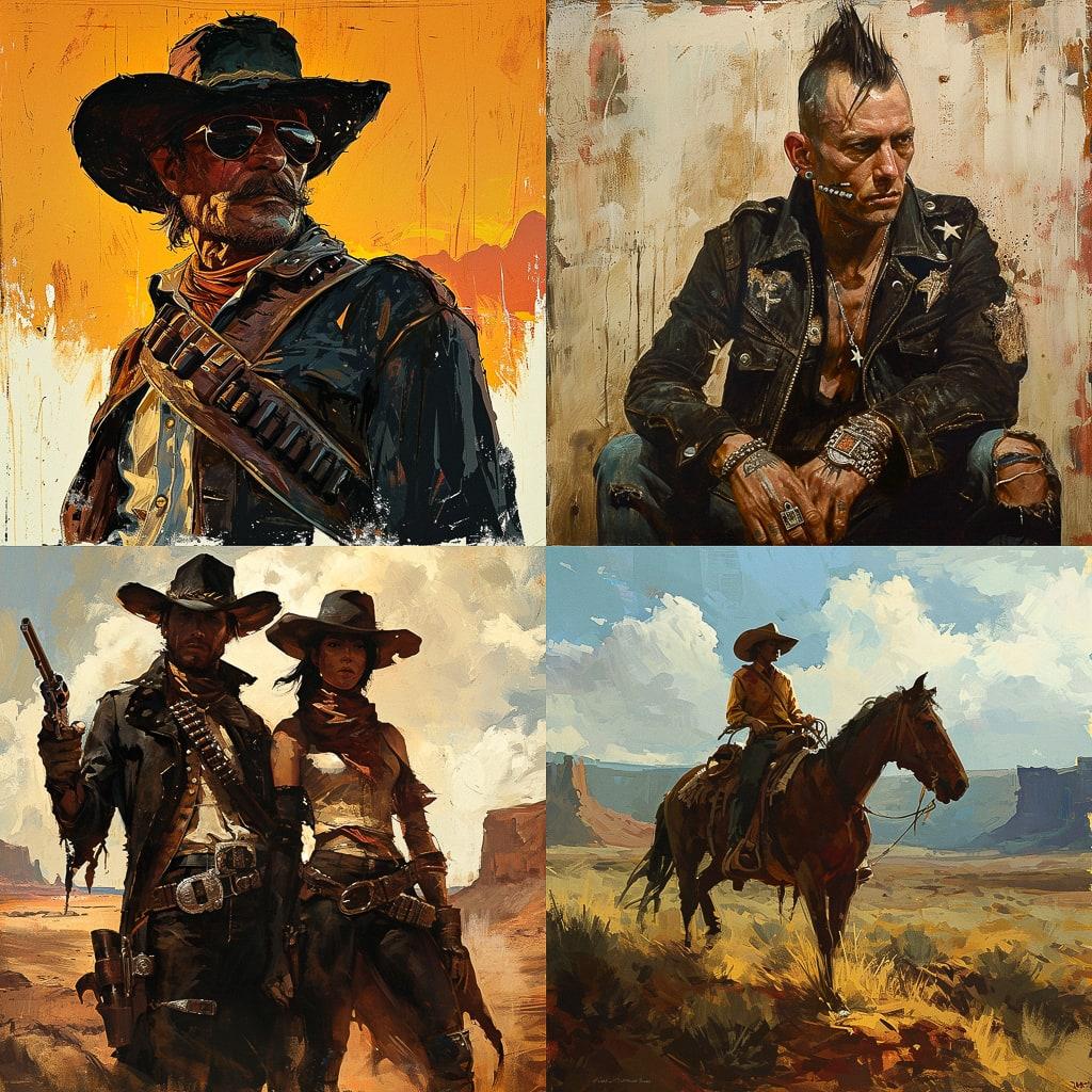 Westernpunk style, Midjourney V6, render 1 of 4