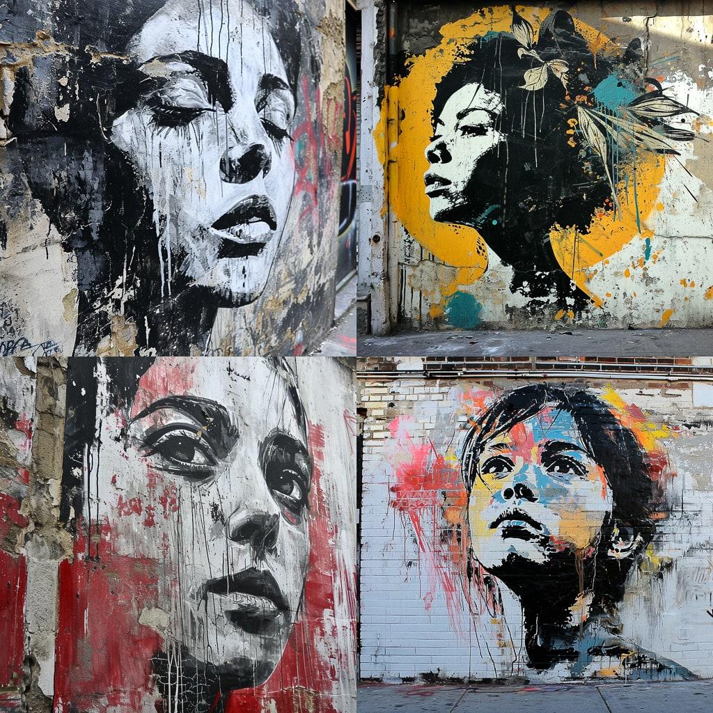 Wheatpaste style, Midjourney V6, render 1 of 4
