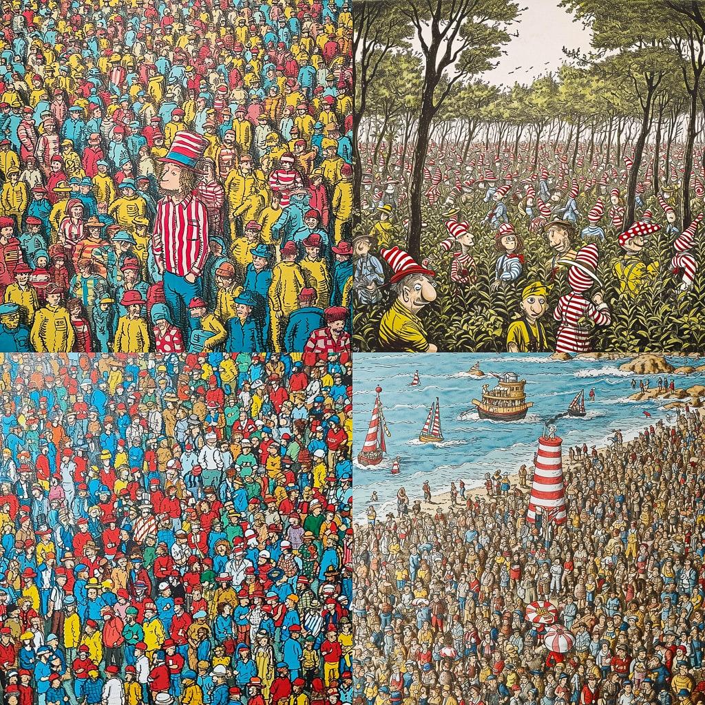Where is Waldo style, Midjourney V6, render 1 of 4