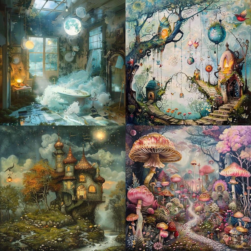 Whimsical atmosphere style, Midjourney V6, render 1 of 4