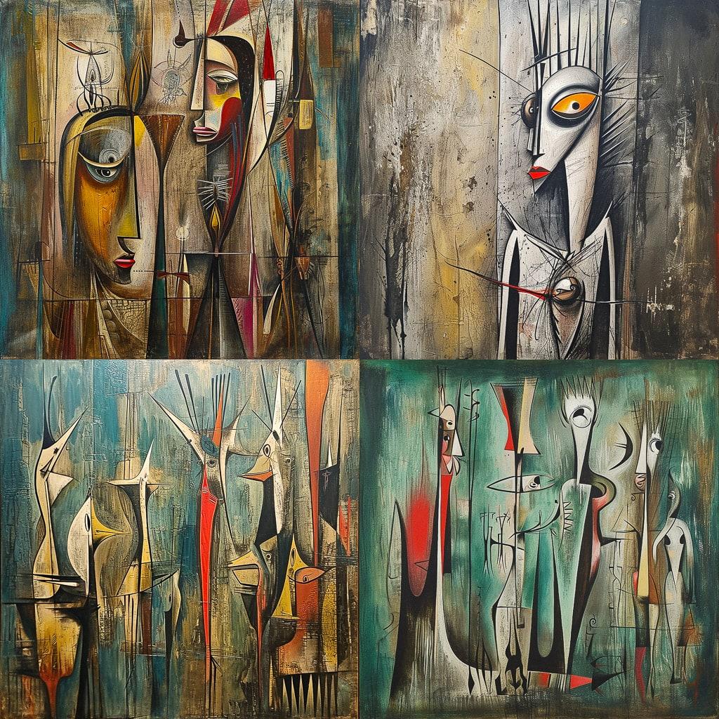 Wilfredo Lam style, Midjourney V6, render 1 of 4
