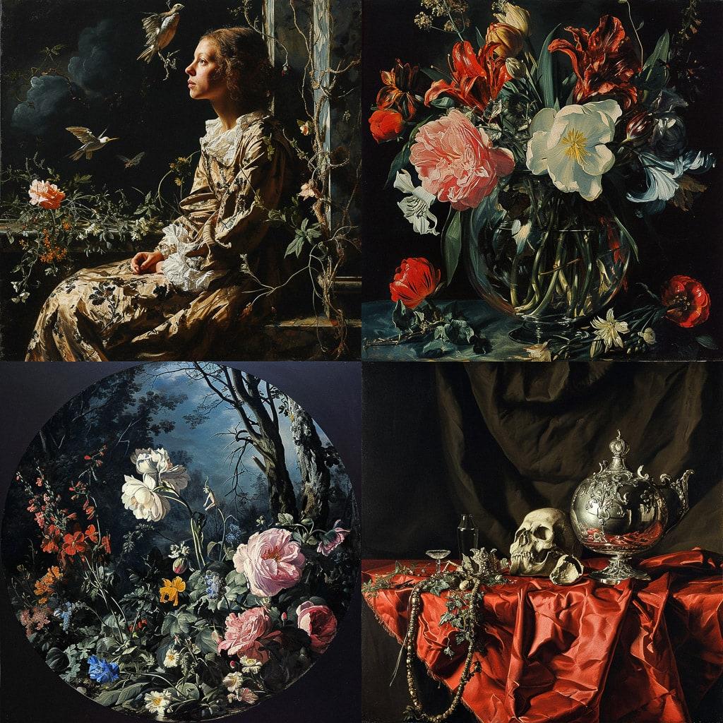Willem van Aelst style, Midjourney V6, render 1 of 4