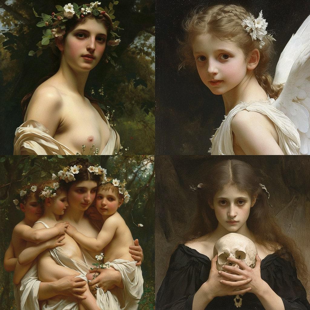 William-Aldophe Bouguereau style, Midjourney V6, render 1 of 4