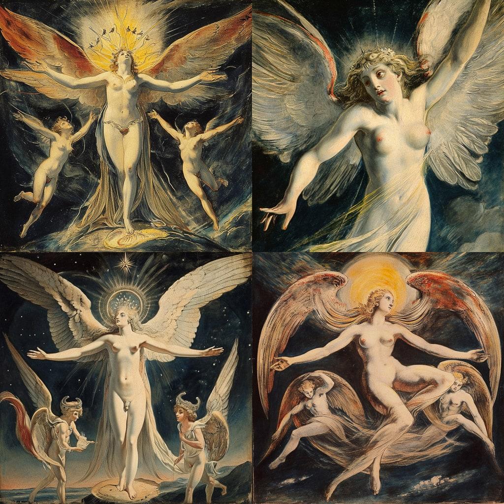 William Blake style, Midjourney V6, render 1 of 4