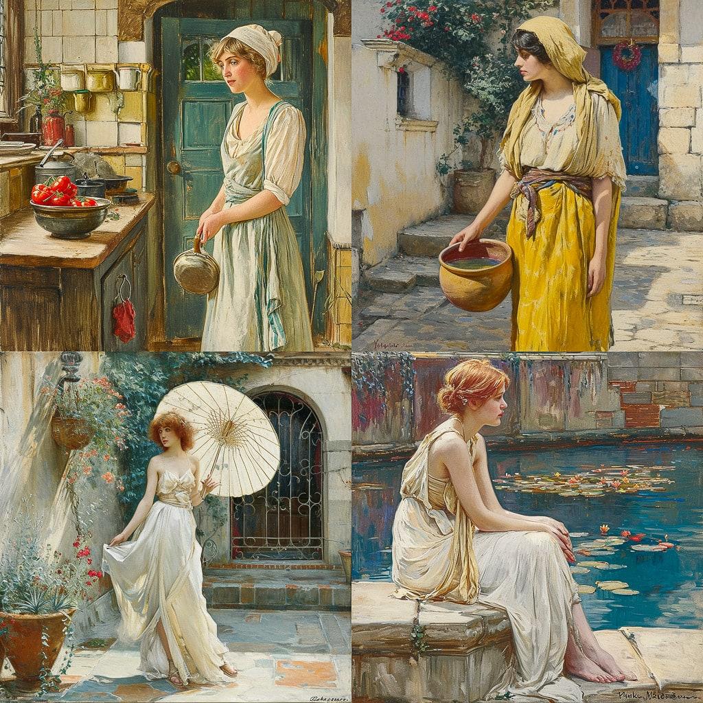 William Henry Margetson style, Midjourney V6, render 1 of 4