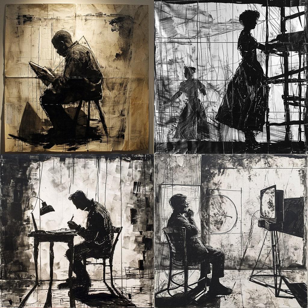 William Kentridge style, Midjourney V6, render 1 of 4