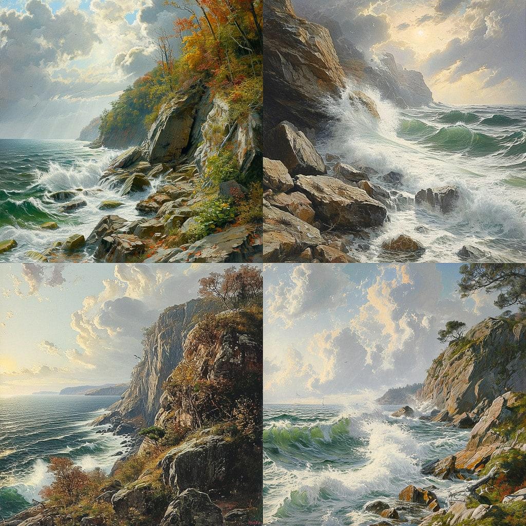 William Trost Richards style, Midjourney V6, render 1 of 4