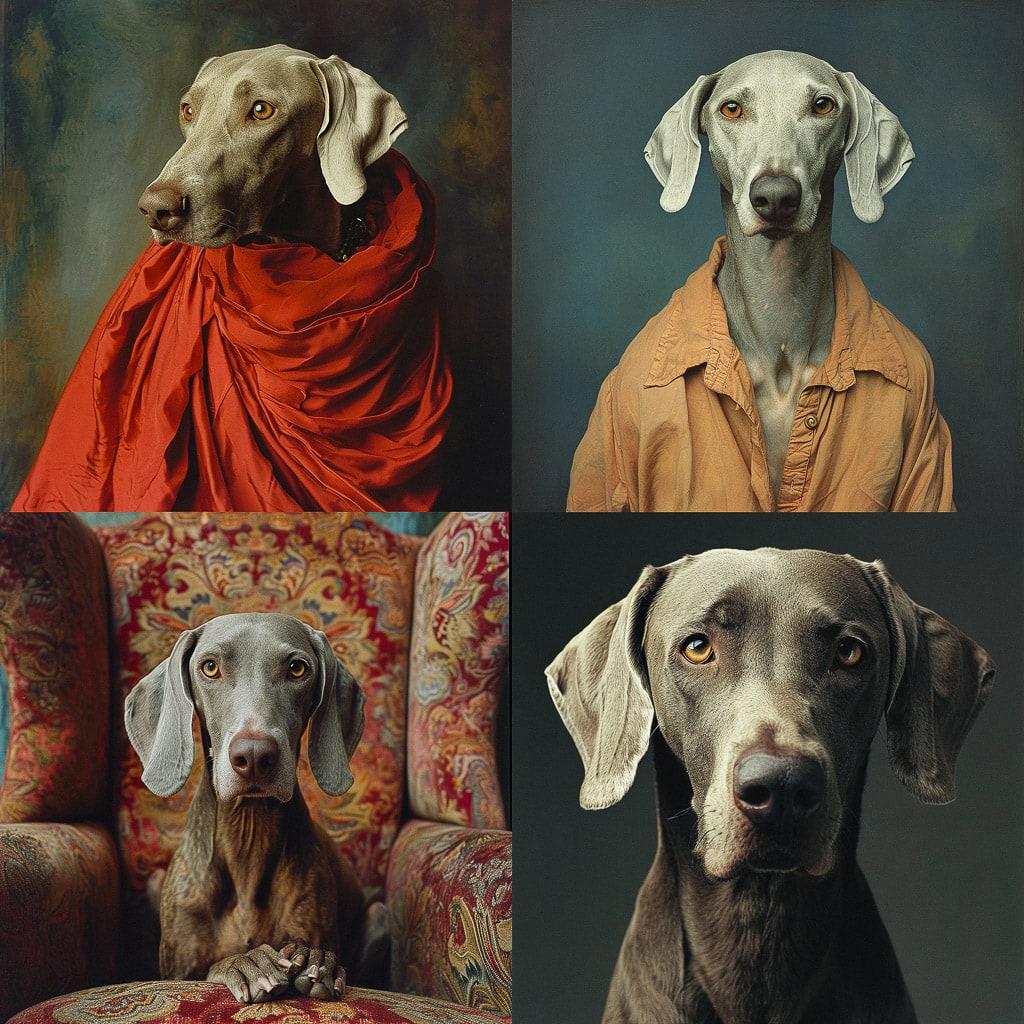William Wegman style, Midjourney V6, render 1 of 4