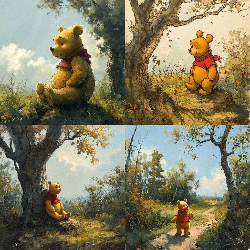 Winnie-the-Pooh style, Midjourney V6, render 1 of 4
