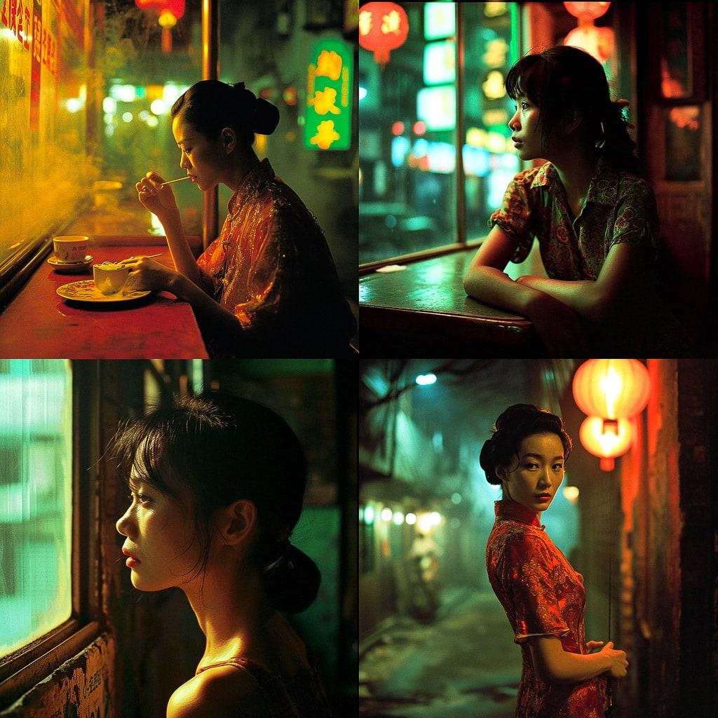 Wong Kar-wai style, Midjourney V6, render 1 of 4