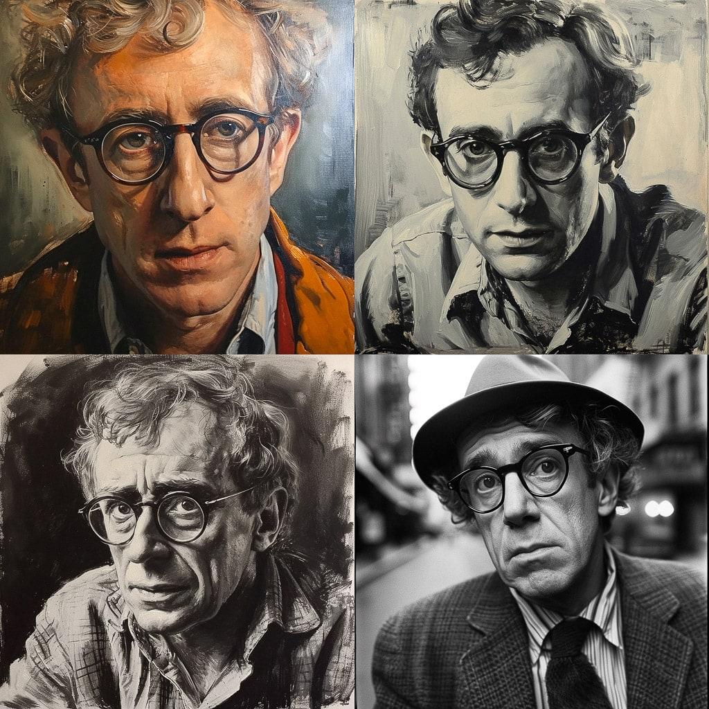 Woody Allen style, Midjourney V6, render 1 of 4