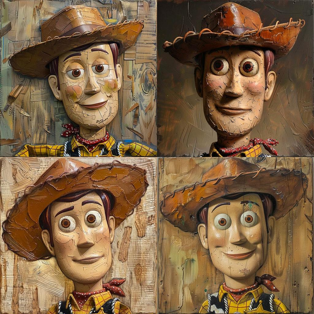 Woody style, Midjourney V6, render 1 of 4