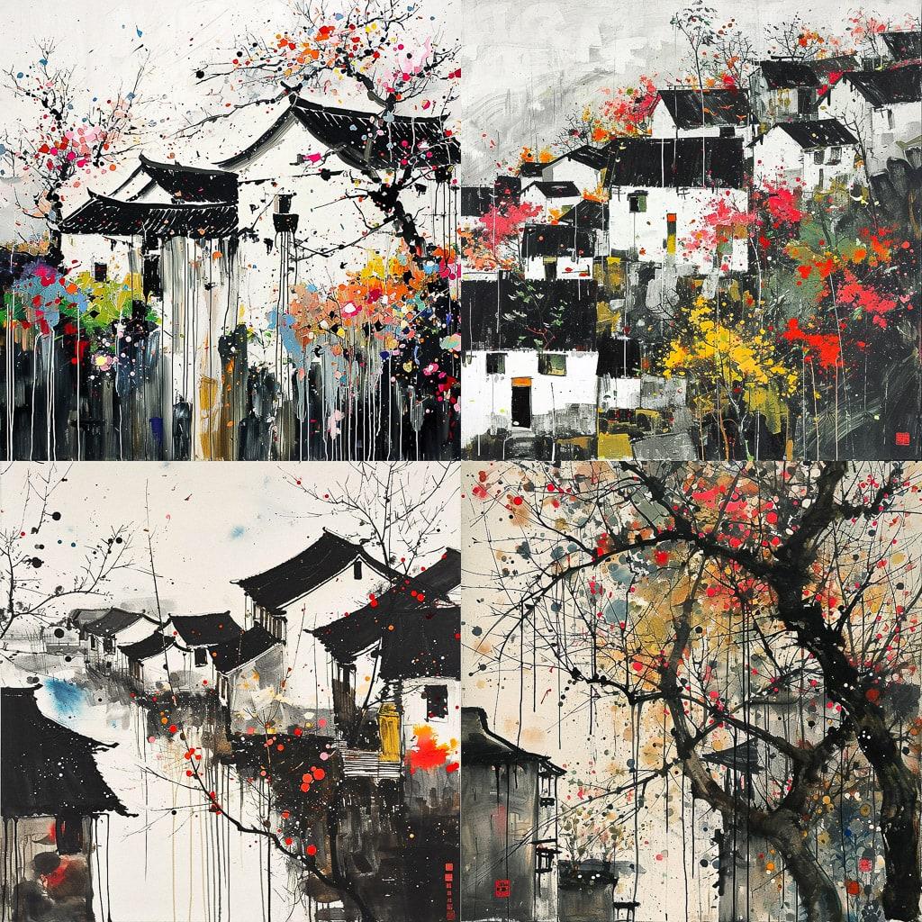 Wu Guanzhong style, Midjourney V6, render 1 of 4