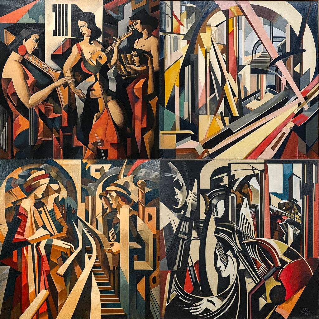 Wyndham Lewis style, Midjourney V6, render 1 of 4