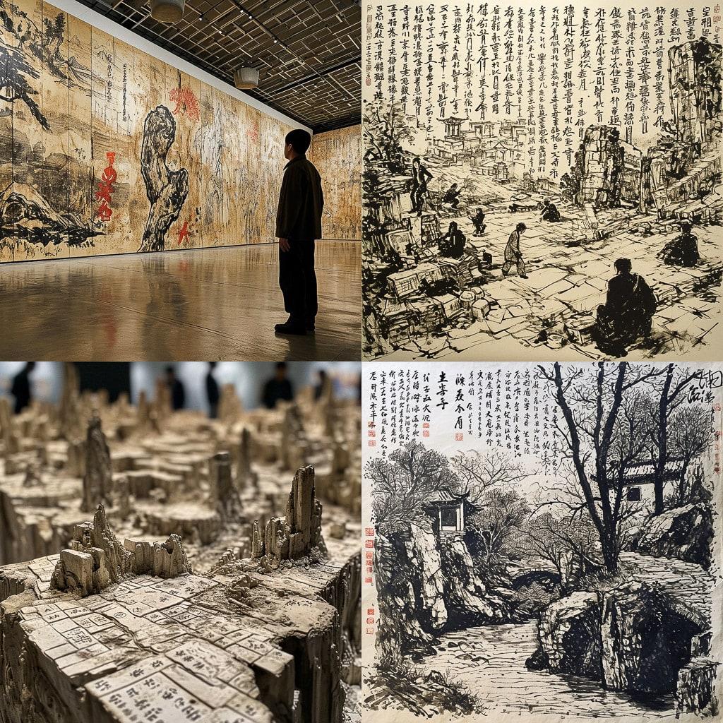 Xu Bing style, Midjourney V6, render 1 of 4