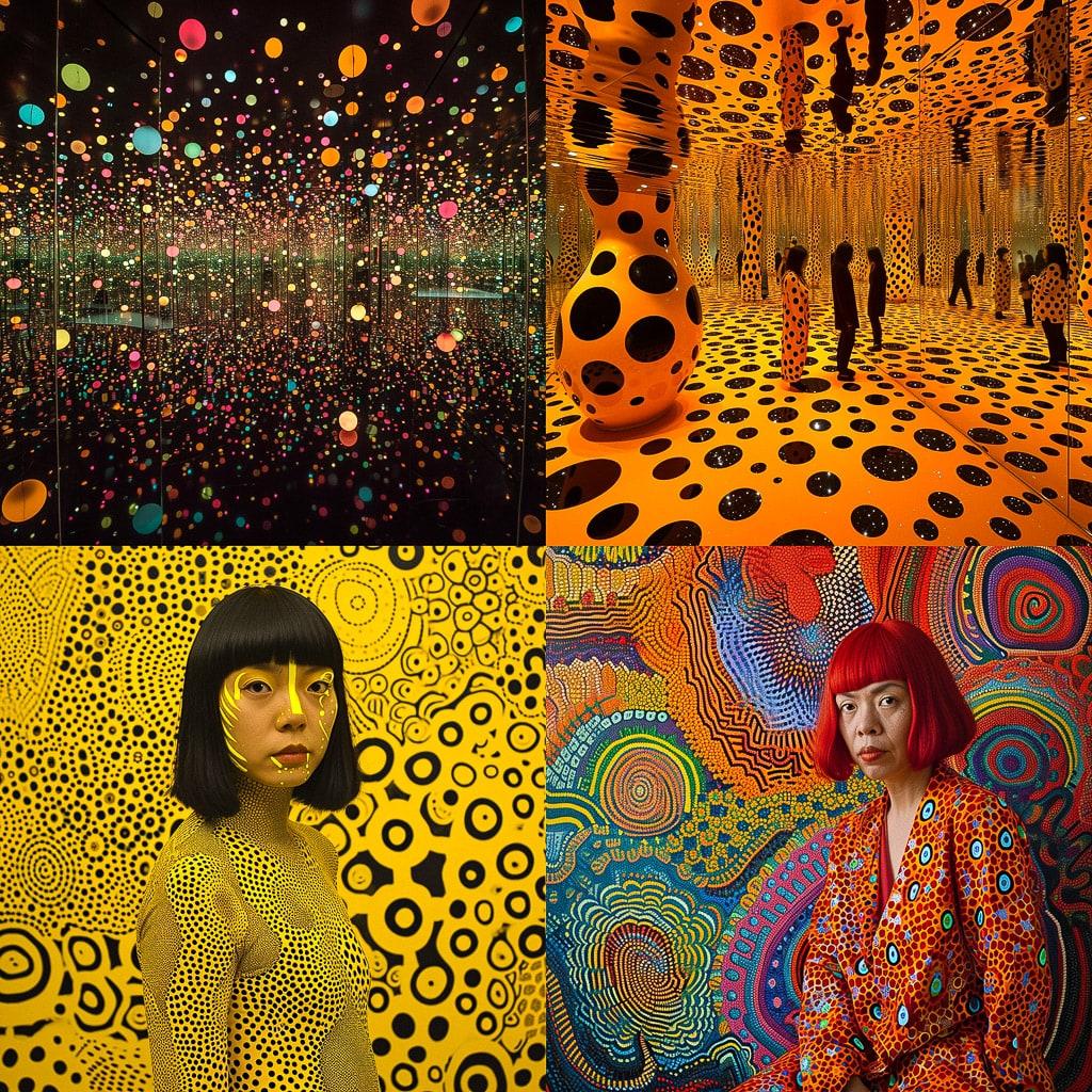 Yayoi Kusama style, Midjourney V6, render 1 of 4