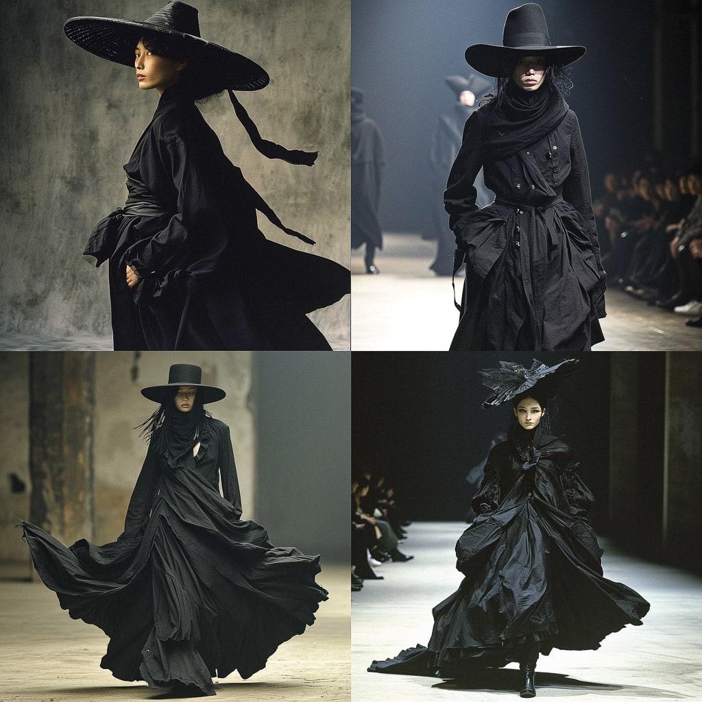 Yohji Yamamoto style, Midjourney V6, render 1 of 4