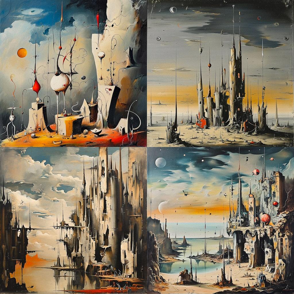 Yves Tanguy style, Midjourney V6, render 1 of 4