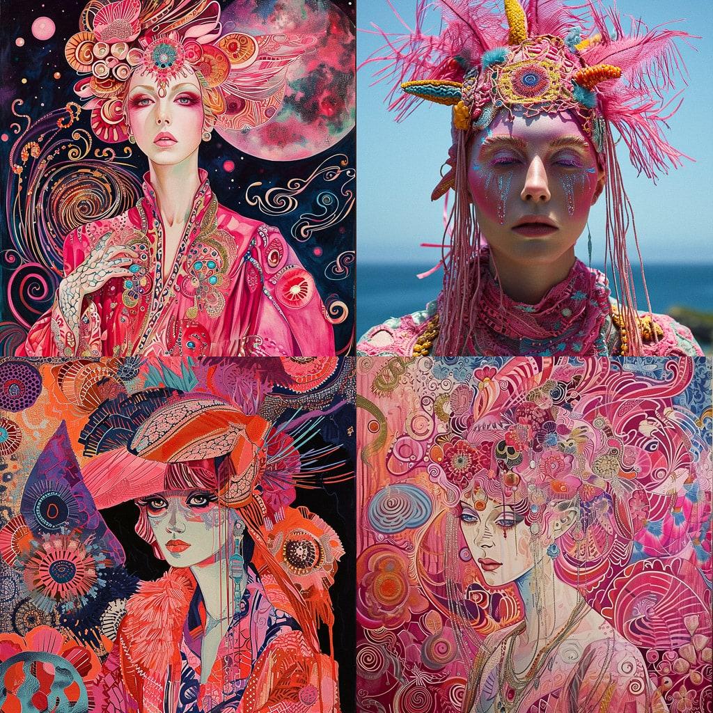 Zandra Rhodes style, Midjourney V6, render 1 of 4
