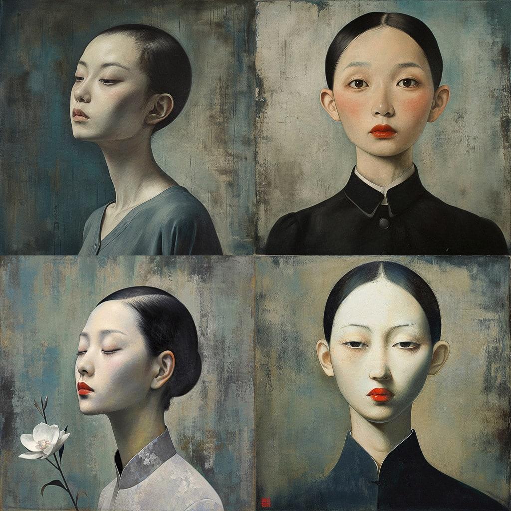 Zhang Xiaogang style, Midjourney V6, render 1 of 4