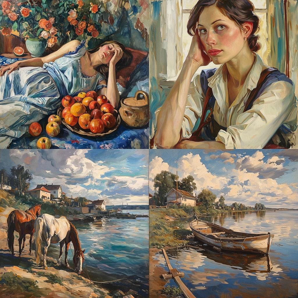 Zinaida Serebriakova style, Midjourney V6, render 1 of 4