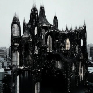Sanguine Mordant style, Midjourney V6.1: megacity with futuristic bioarchitecture