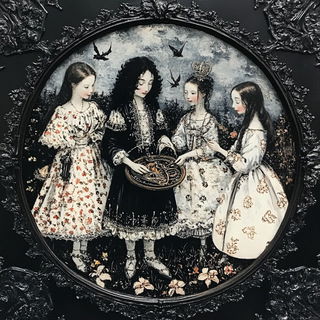Sanguine Mordant style, Midjourney V6.1: classical 18th-century oil painting